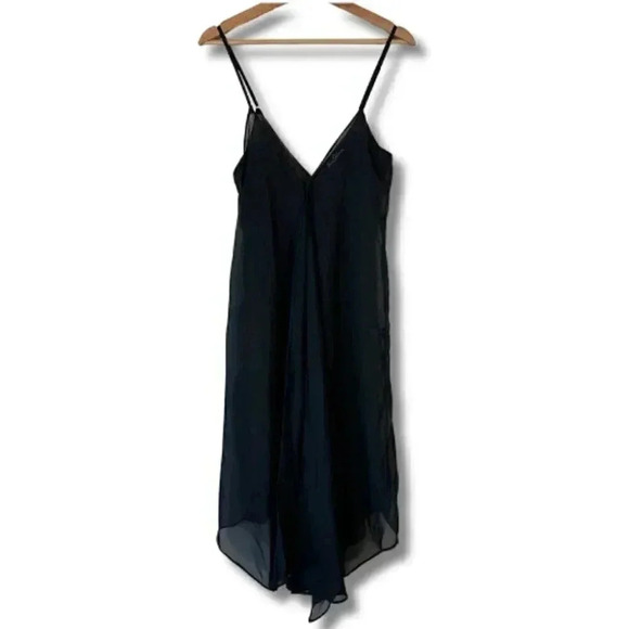 Sam Edelman Sheer Midi Length Slip Cover Up Dress Black Large - Picture 1 of 7